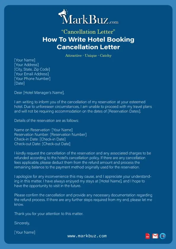 Hotel Booking Cancellation Letter