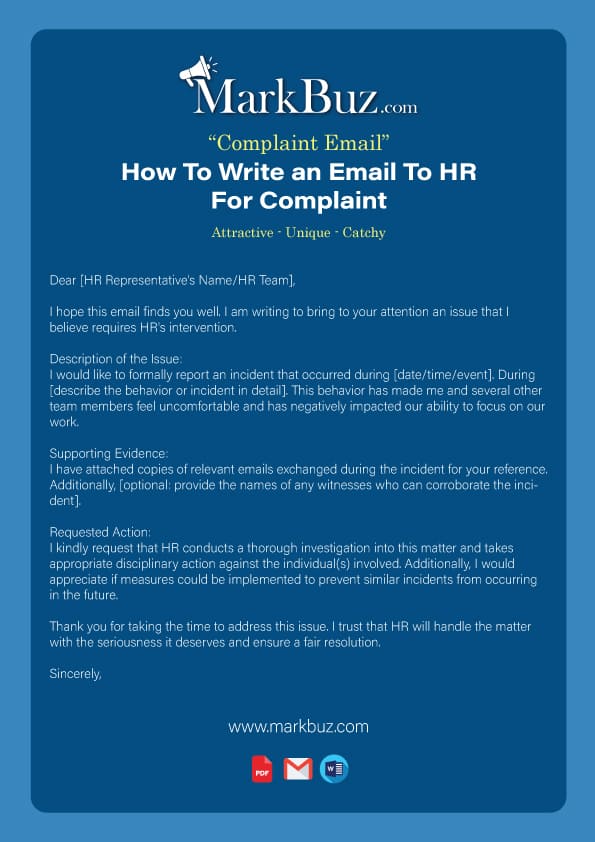 How To Write An Email To HR For Complaint